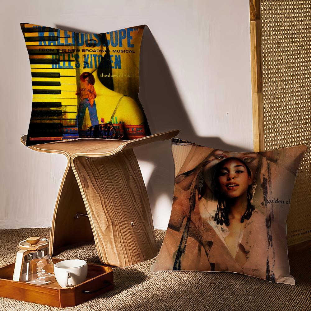 Alicia Keys Album Cushion Cover Anti-dustmite Pillowcase Invisible Zipper Silky Short Plush Sofa Cushion Cover