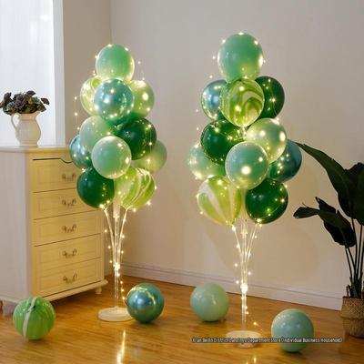 Anniversary & Birthday Balloon Column Decorations: Event Scene Layout with Floor and Background Balloons