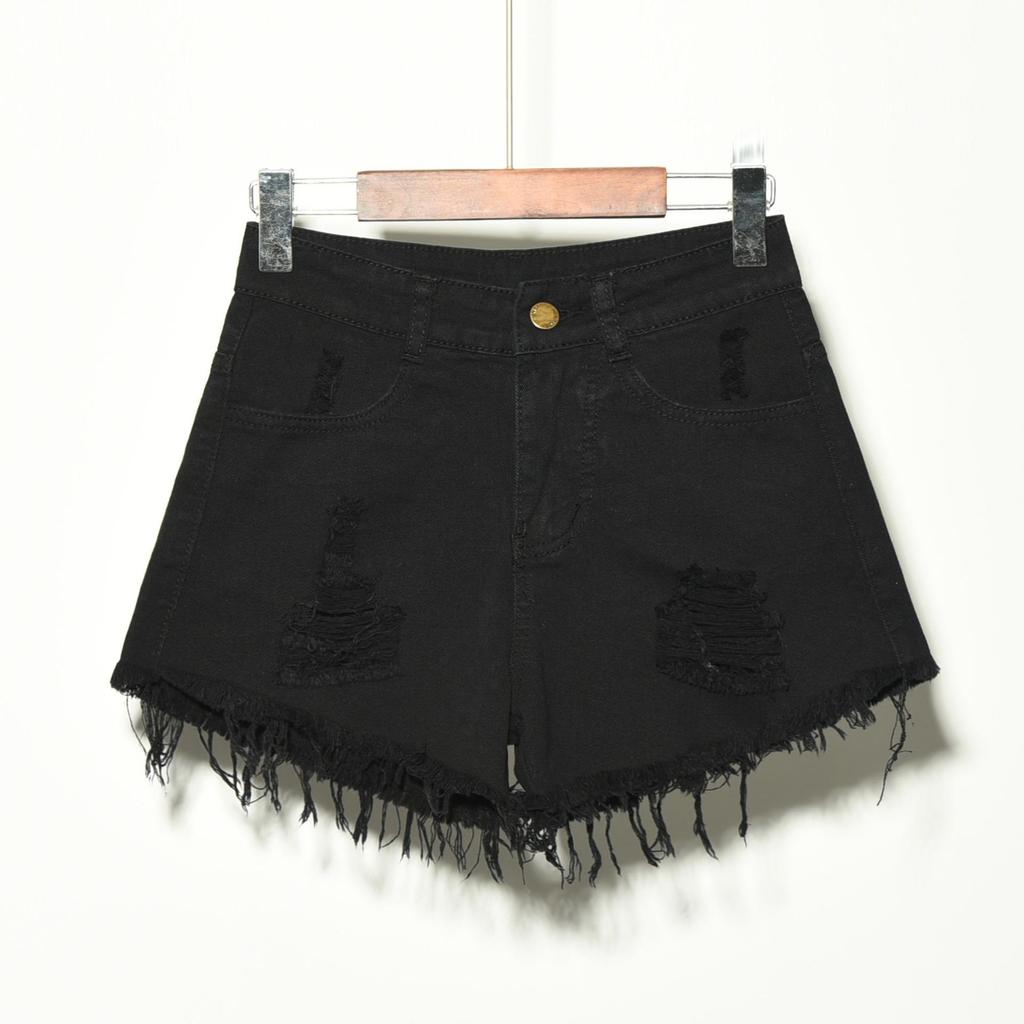 Women's Jeans American Retro Washed and Worn-out Denim Shorts with Plus-size Personalized Frayed and Ripped Details Sexy Hot-girl Style Women's Jeans