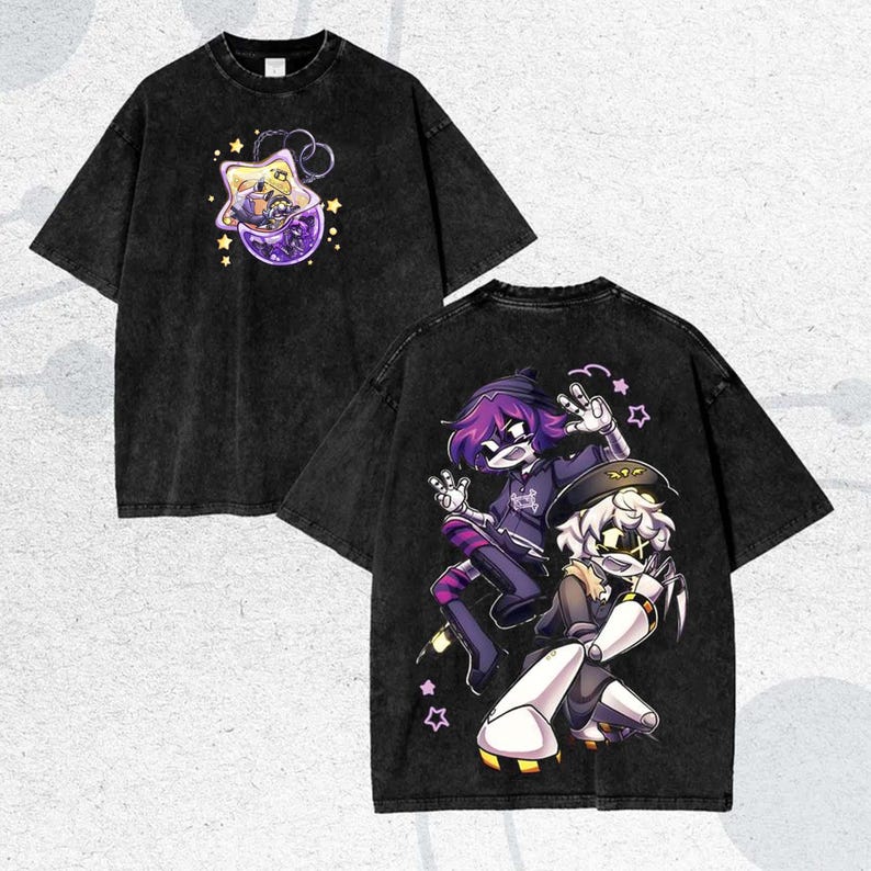 Science Fiction Adventure Anima Murder Drones TShirt Unisex Women Vintage Washed Cotton Summer Tee Harajuku Fashion Oversized Tops