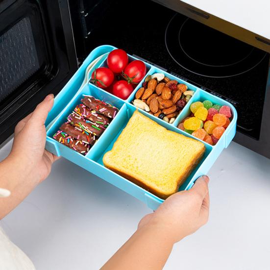 Yousheng Lunch Box with Fork Spoon Split Bento Box Leak-proof Food Container BPA-Free Meal Prep Container for School Office