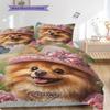 Pomeranian Pattern Bedding Quilt Set Quilt Cover Pillowcase Home Decoration Birthday Gift (1 * duvet cover + 2 * pillowcase, without core)