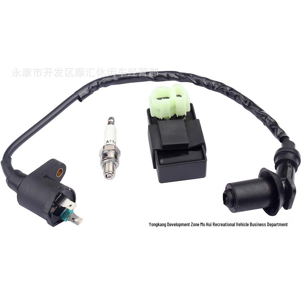 

High-Voltage CDI Ignition Module with Coil & A7JC Spark Plug for GY6 50-150CC Motorcycles, ATVs, Quads, and Beach Buggies Single Cylinder