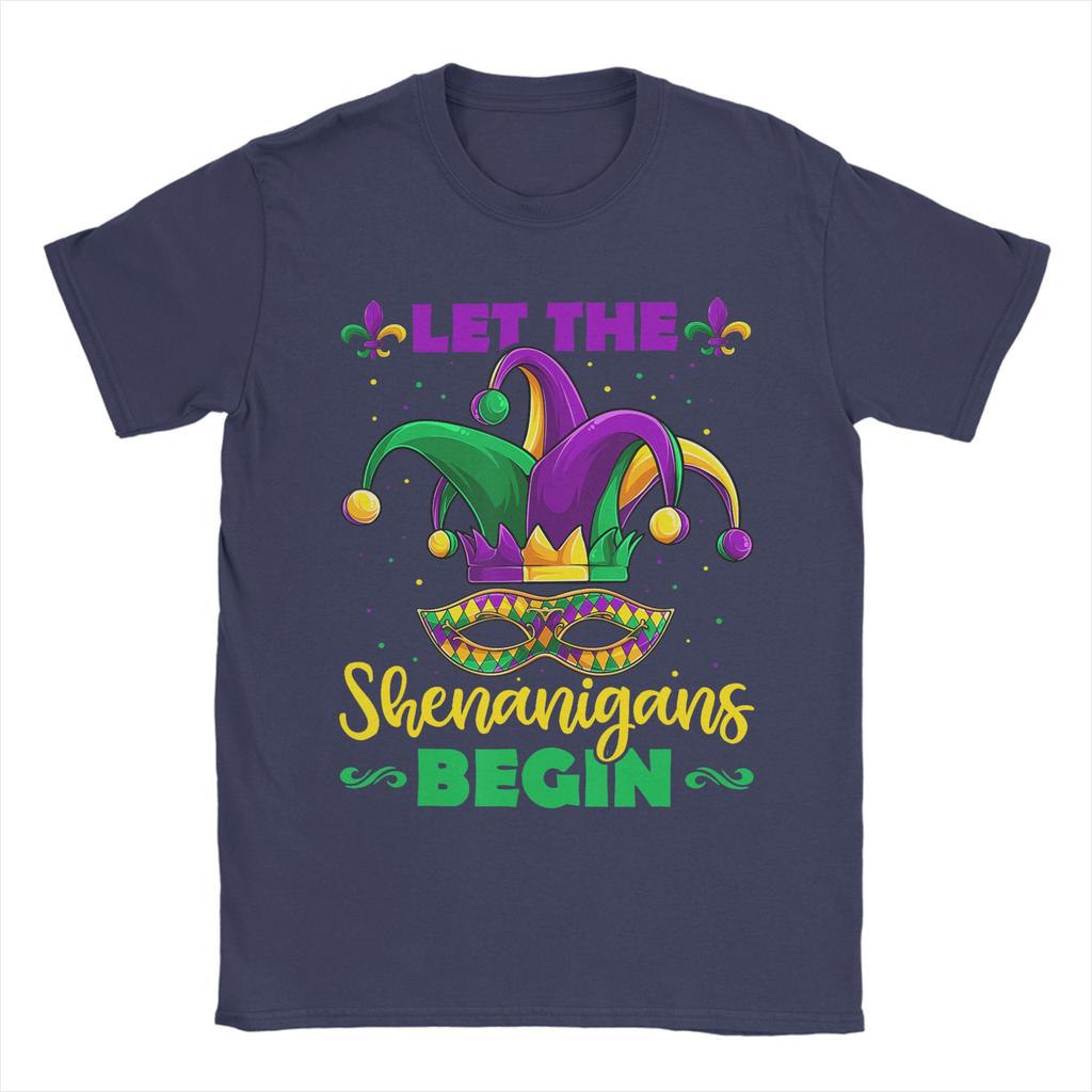 Funny Let The Shenanigans Begin Mardi Gras TShirts for Unisex Crewneck Cotton T Shirt Short Sleeve Tees Adult Tops