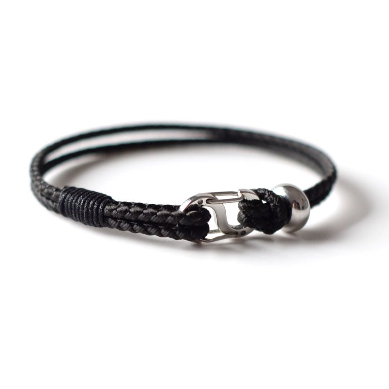 

MD Original Stainless Steel Two-Way Buckle Handmade Woven Hand Strap Black Minimalist Bracelet Male and Female Students Couple Gift Women s black stainless steel buckle