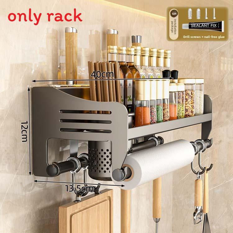 Modern Steel Kitchen Wall Organizer With Knife Slots And Hooks For Home Storage