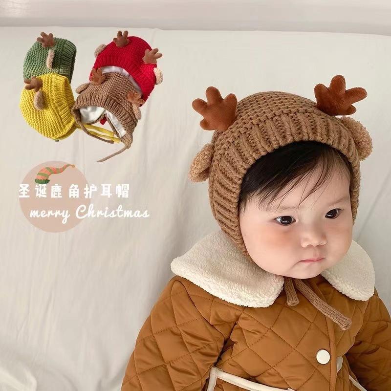Baby Hats Autumn and Winter Boys Baby Wool Hats Antlers Ears Girls Ear Protectors Knitted Hats Children Thermal Hats