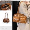 Shoulder Korean PU Double Leather Zipper Commuter Stylish [kaza-nannan] Women's Bag, Handbag, Style, Leather, 2-Way, Pocket, Bag, Handbag, Closure,