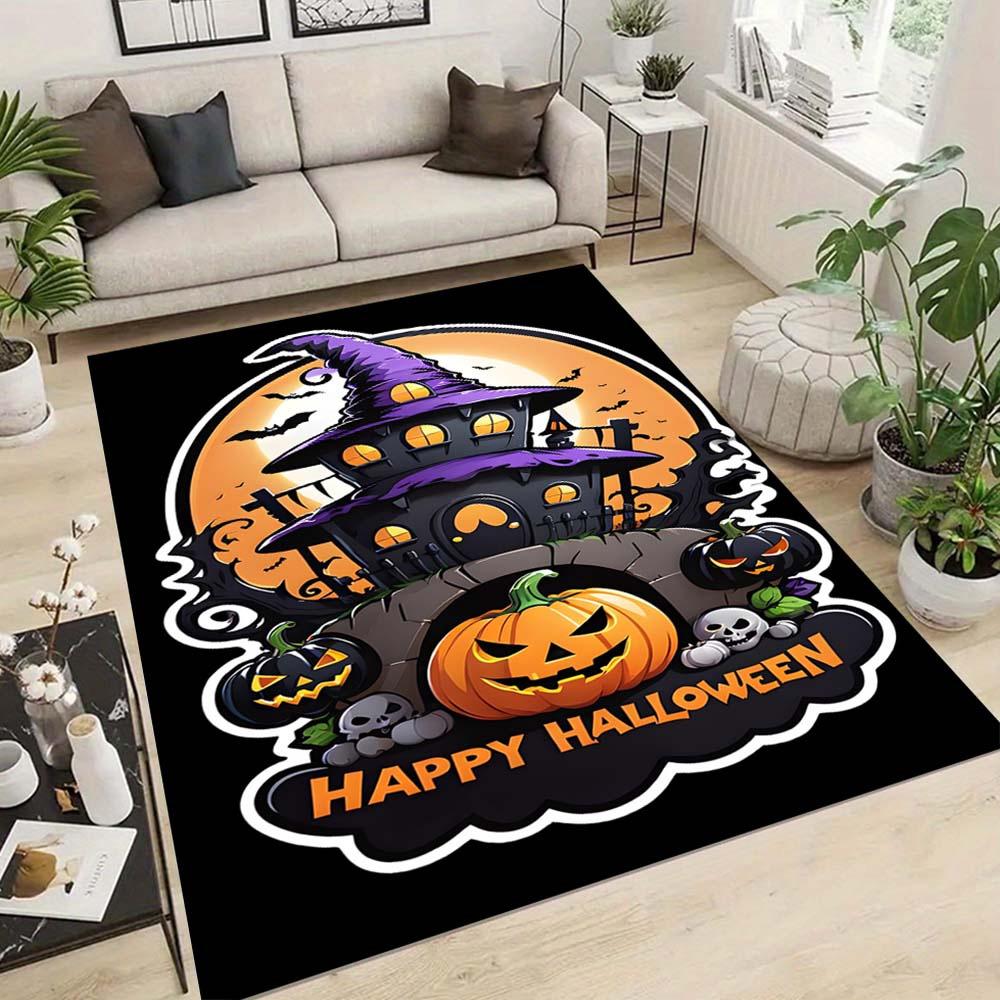1pc Happy Halloween Area Rug, Slip-Resistant, Easy-Clean, Stain-Resistant, Perfect for Cozy Living Rooms, Bedrooms, Kitchens, Offices, and H