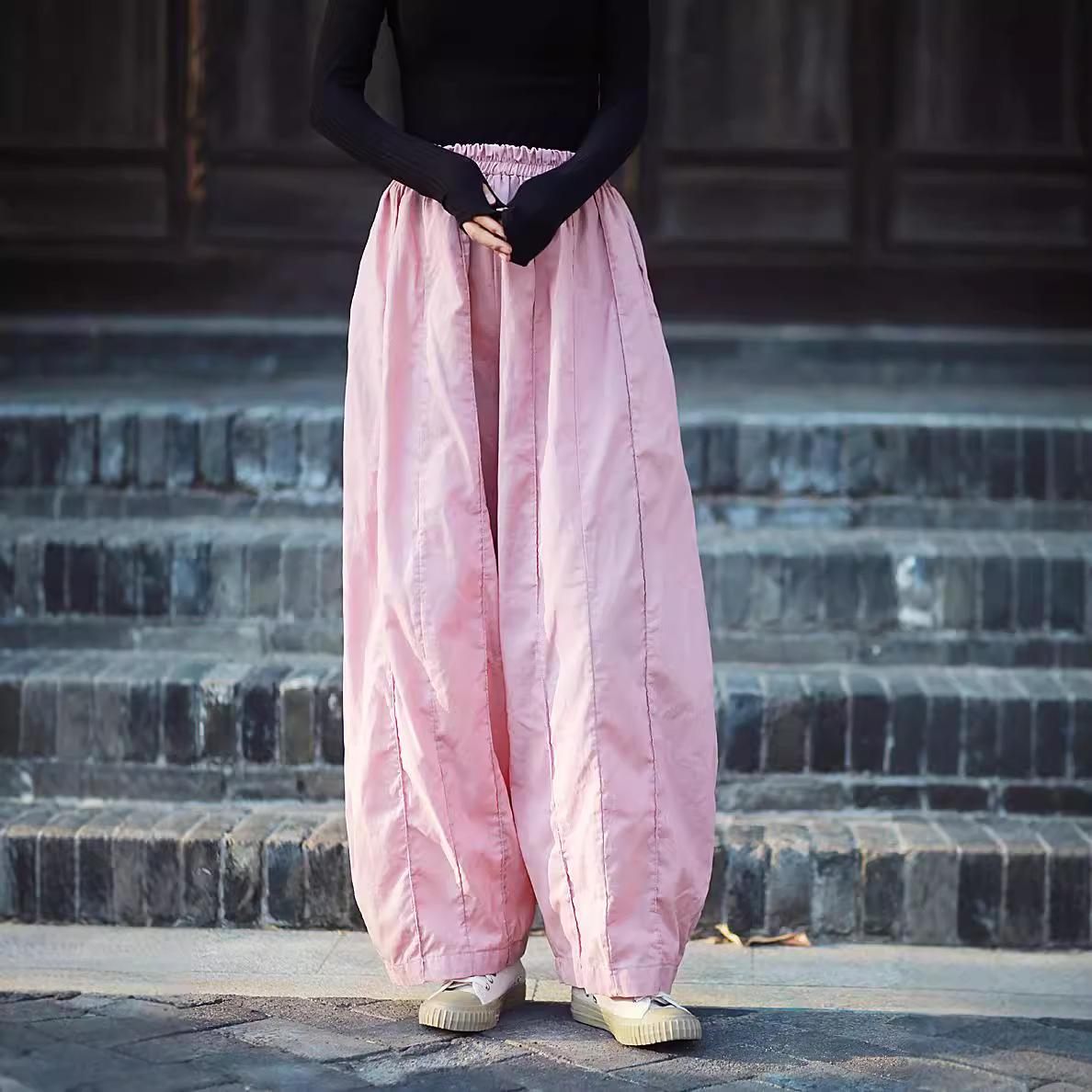 

Johnature Свободные повседневные брюки-шаровары с эластичной резинкой на талии, женские осенние свободные повседневные брюки в стиле ретро однотонного цвета One Size