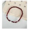 Sterling Coin Garnet Beaded Bracelet Women Minimalist Boho Style Adjustable Handmade Jewelry B3036