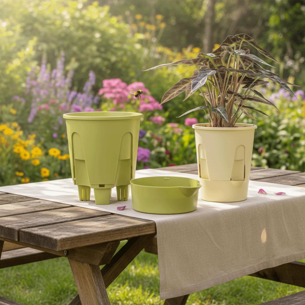 Plastic Self Absorbing Flowerpot Thickened Tall Drain Holes Breathable Flowerpot Large Capacity Water Storage Lazy Flowerpot