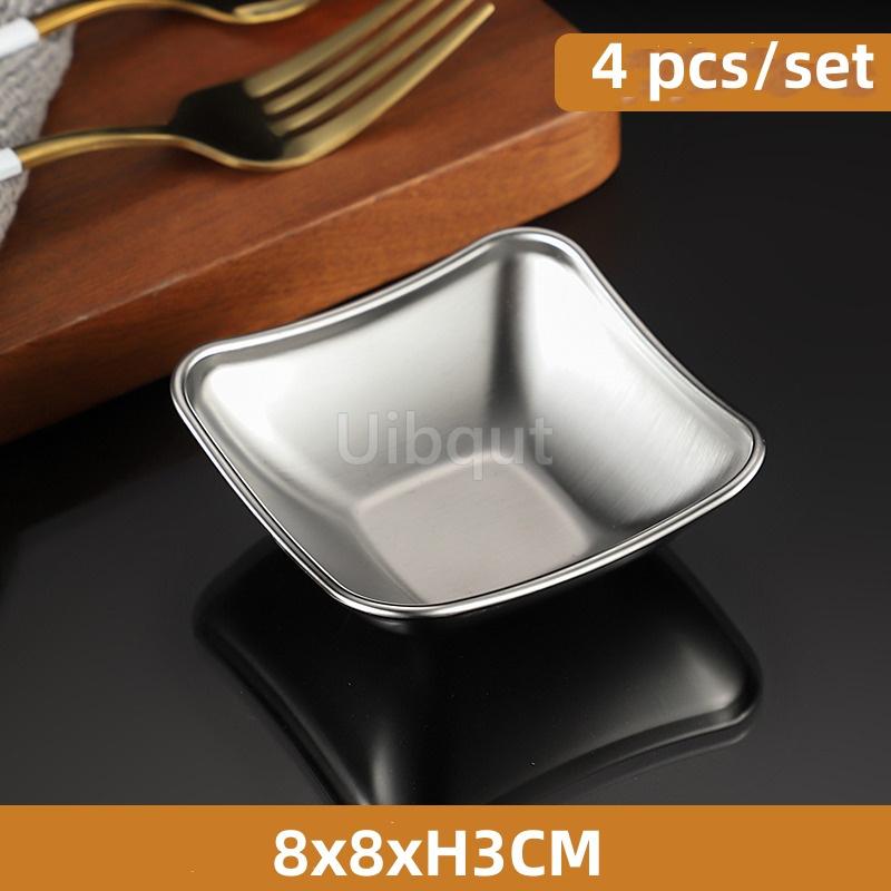 

4 Pcs Stainless Steel Sauce Dish Square Multi Compartment Hot Pot BBQ Restaurant Sushi Soy Sauce Seasoning Dipping Bowls