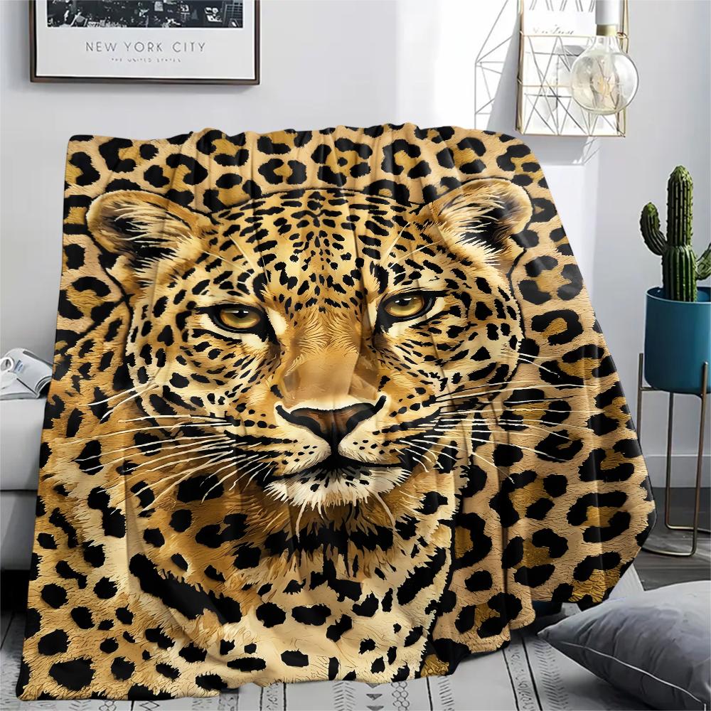 Filz Panda Wolf Leopard Kaninchen Druck Flanelldecke, Hohe Qualität, Bequem für alle Jahreszeiten, Heimdekoration, Wärme und Komfort, Perfekt für Weihnachtsgeschenke