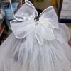 White Veil Hair Clip Bow Bridal Tulle Gift Girls Head Gauze  Hair Accessories