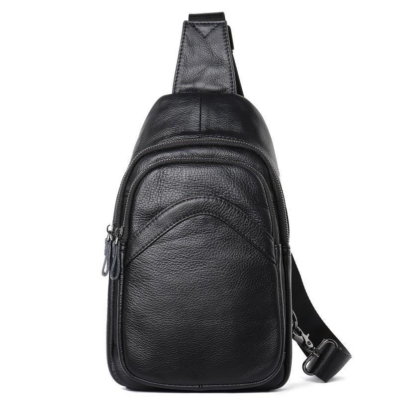 Real Cowhide Men s Chest Bag Genuine Leather Crossbody Large Capacity Top Layer Fashionable Sports Shoulder