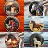 Fashion Vintage Horse Pattern Design Dome Glass Alloy Keychain Backpack Pendant Hanging Decoration Car Keyring Gifts