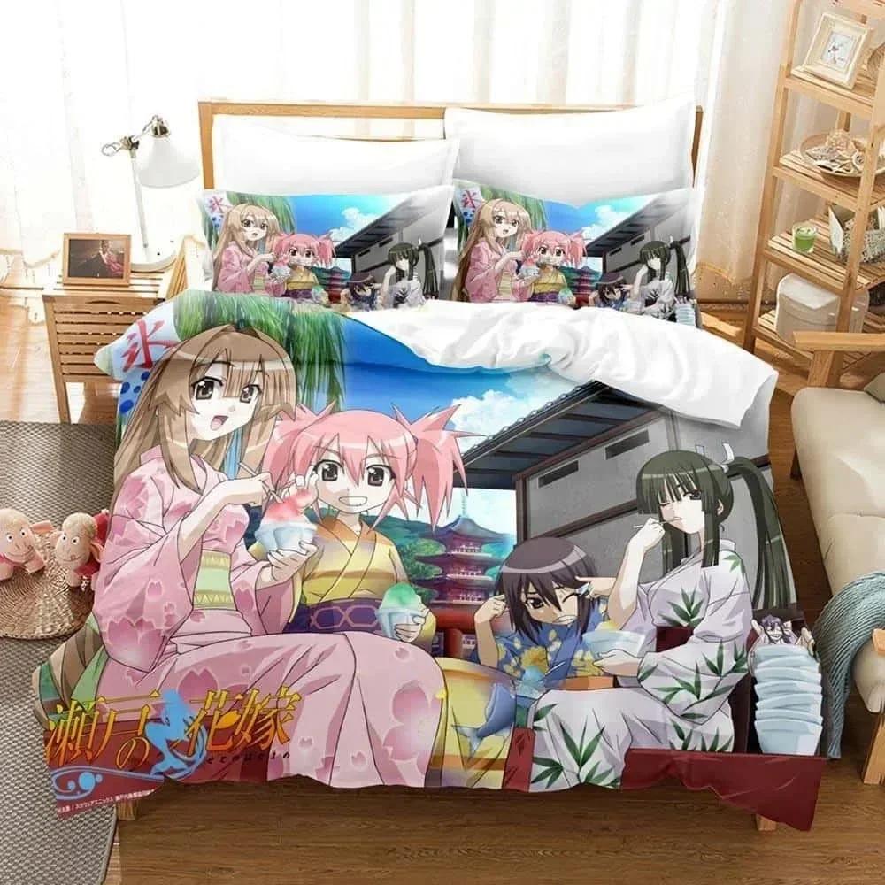 3d  Seto No Hanayome My Bride Is a Mermaid Bedding Set Printed With Pillowcase Duvet Cover Soft Queen King Bedclothes Home
