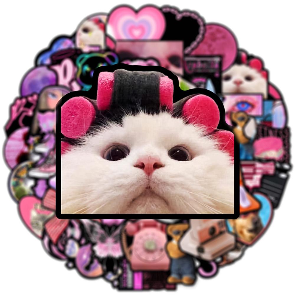 10/50pcs Vintage Pink Egirl Charm Y2K Stickers Aesthetic 90s Graffiti Stickers for DIY Luggage Laptop Skateboard Motorcycle Bicycle Stickers