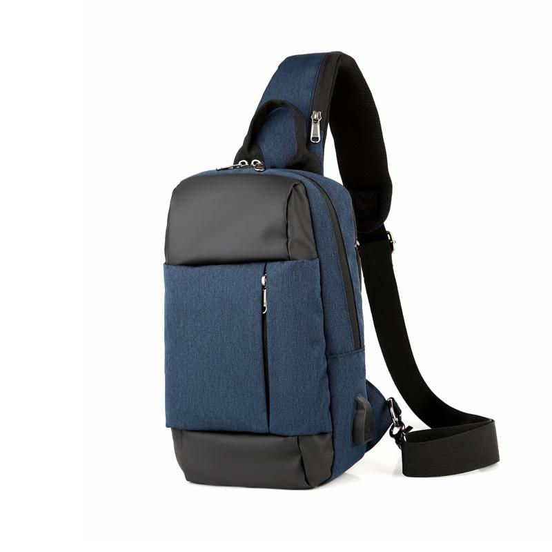 

Удобная мужская нагрудная сумка с зарядкой через USB, высококачественная мужская сумка-мессенджер из оксфорда на одно плечо, дышащая 3D-декомпрессионная накладка, нагрудные сумки для мужчин синий