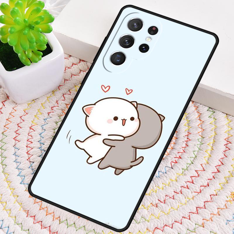 Mochi Peach Cat soft Silicone Phone Case For Samsung Galaxy note 10 pro S26 S25 S24 S23 S22 S21 Plus S25Ultra Capa Cover