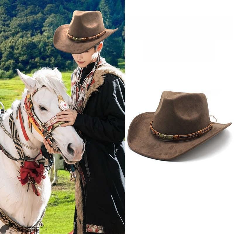 Western Cowboy Hat For Men Women Vintage Wool Felt Large Brim Warm Fedora