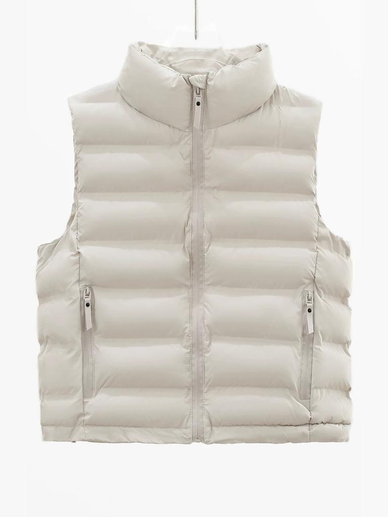 Autumn and winter glue-pressed locking vest, women's stand-up collar sleeveless cotton clothing vest, physical stall to get goods