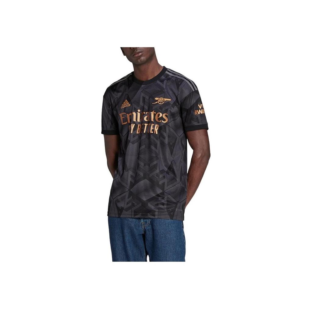 Adidas Arsenal Fan Edition Logo Print Short Sleeve Football Jersey Men Tops Black H35902