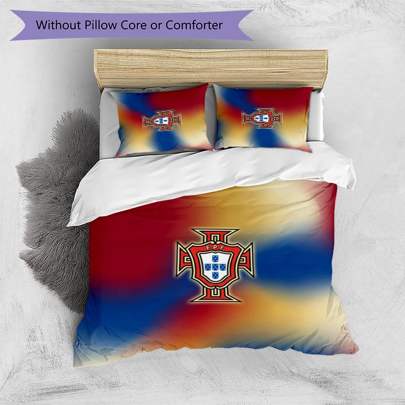 Portugal Football Printed Bedding 3 Piece Set Cozy Breathable Bed Cover Set As Housewarming Holiday Gift