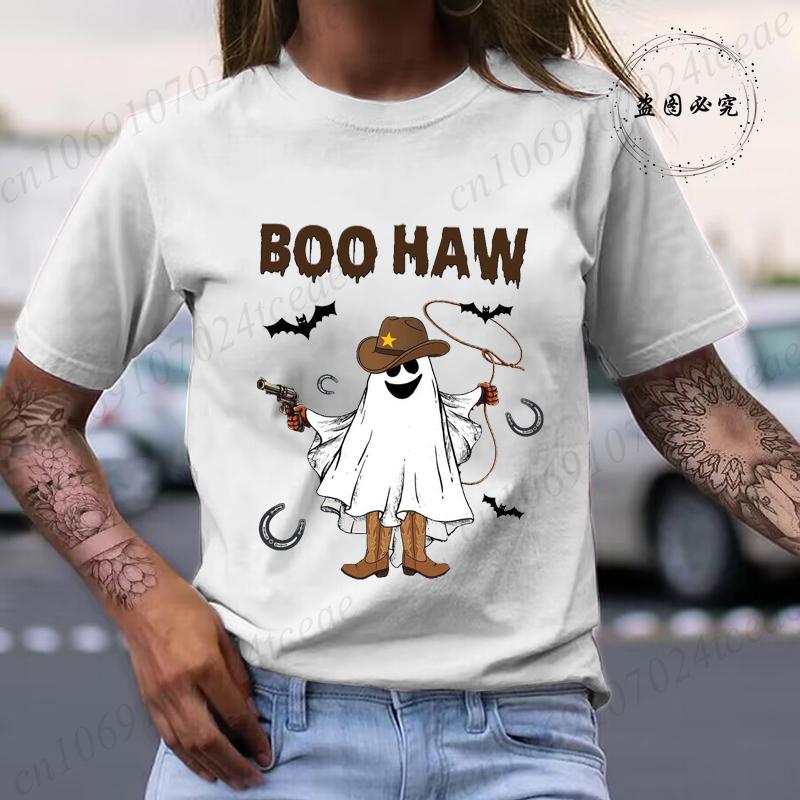 Boo Haw Womens TShirts Funny Boo Cowboy Tee Western Halloween Shirt Spooky Fall Shirt Country Girl TShirts Clothes Gift S