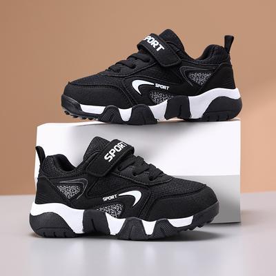 Scarpe Sportive da Esterno Traspiranti in Mesh con Velcro alla Moda e Comode per Bambini, Scarpe da Corsa Casual con Suola Spessa 28-40