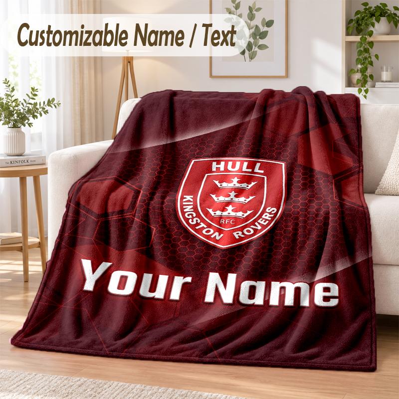 Custom Text Flannel Blanket Hull KR Print Warm Cozy Blanket Home Sofa Bedding