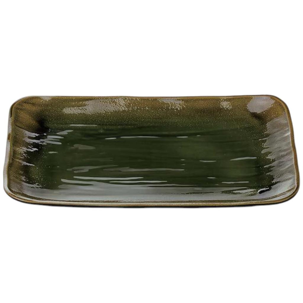 Premium Nigiri Sushi Long Rectangular Daiho Serving Oribe Black Made in Japan J-Kitchens Plate, 5.5-inch Plate, Lacquer, Shatter-Resistant,