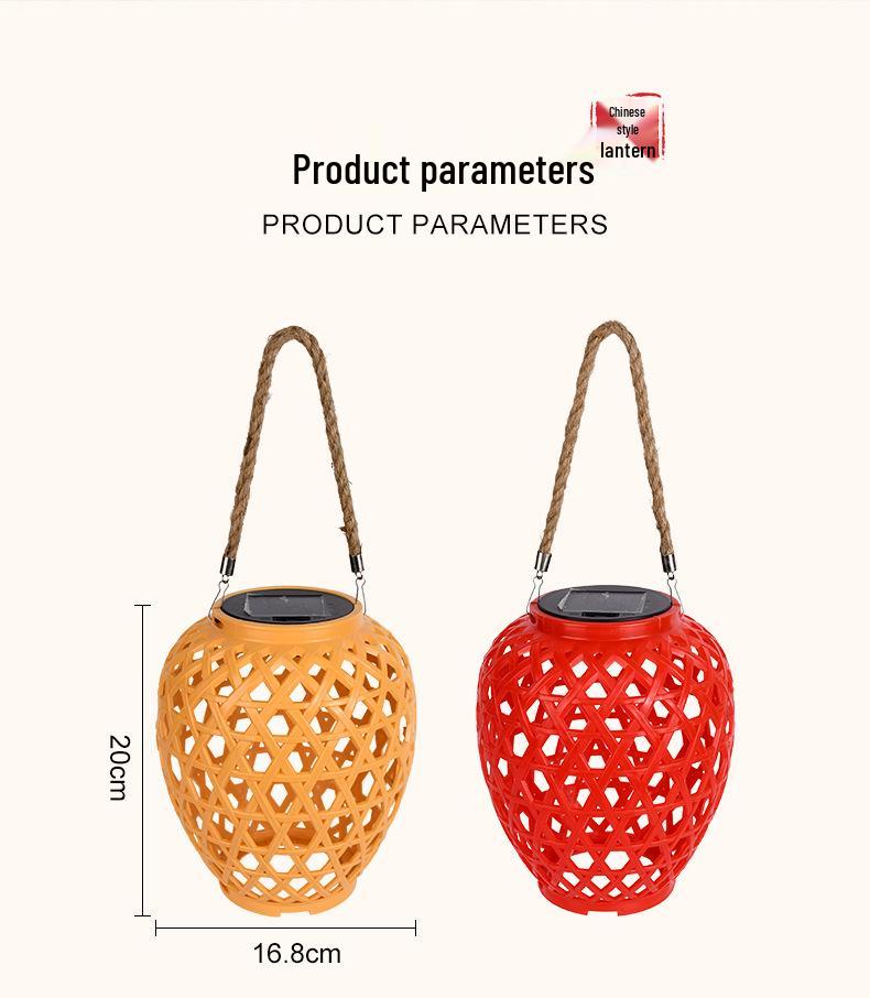 Woven Bamboo Solar Lantern: Waterproof Outdoor Decorative Hanging Lamp for Garden and Courtyard