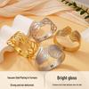 Gold Plated Leaf Cuff Bracelet: European & American Style, Personalized, Fashionable, Versatile Jewelry for Women, Light Luxury, Wide Open Design.