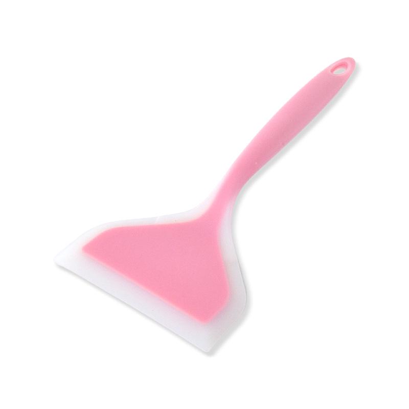 

Прозрачная силиконовая лопатка тамагояки: Антипригарное покрытие, широкое горлышко, двухцветная кухонная утварь розовый