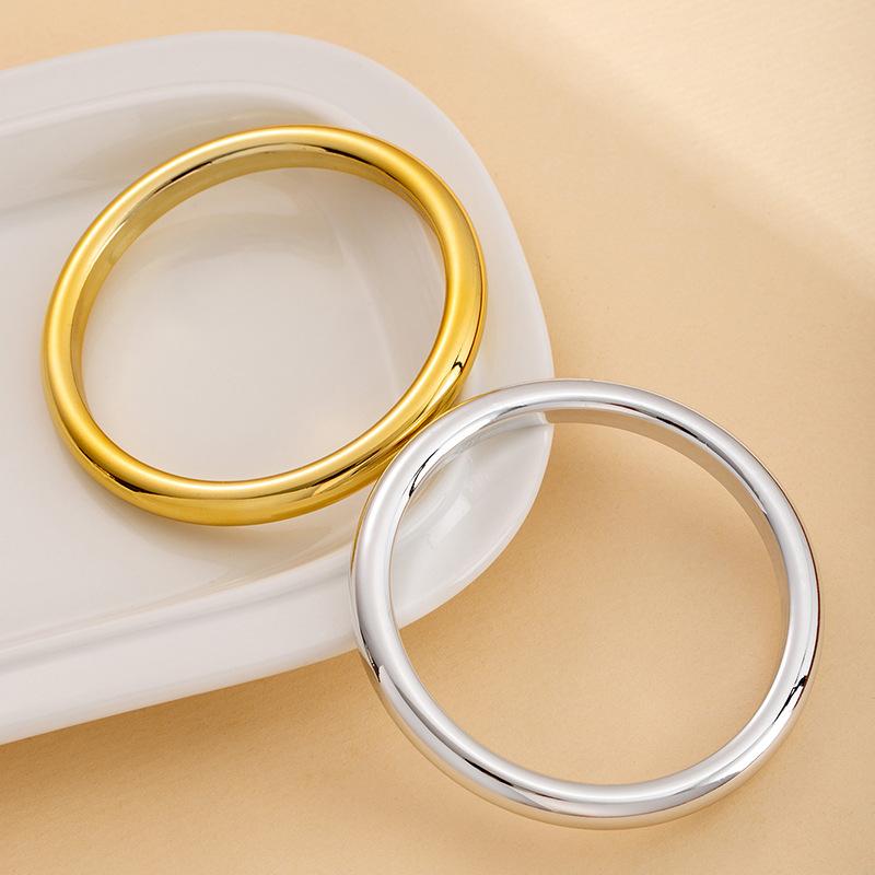 Electroplated Ccb Smooth Plain Ring Bracelet Retro Simple High-End Bracelet Wind Cold Jewelry