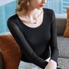 Mesh Bottoming Shirt Women's Spring and Autumn Clothing New Round Neck Basic Long-sleeved T-shirt Elastic Inner Solid Color Top