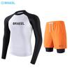 Mens UV Protection Rash Guard Set Long Sleeve Top Pants Surfing Diving Snorkeling Water Sports