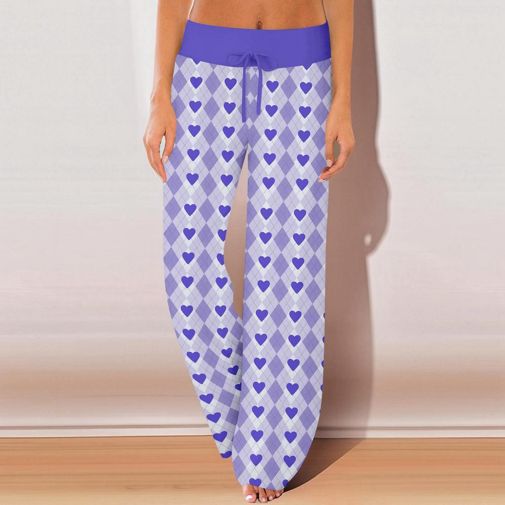 Damen Pyjamahose Nachtwäsche Lässige Hose mit Kordelzug und elastischer Taille Bequeme gerade lockere Yogahose