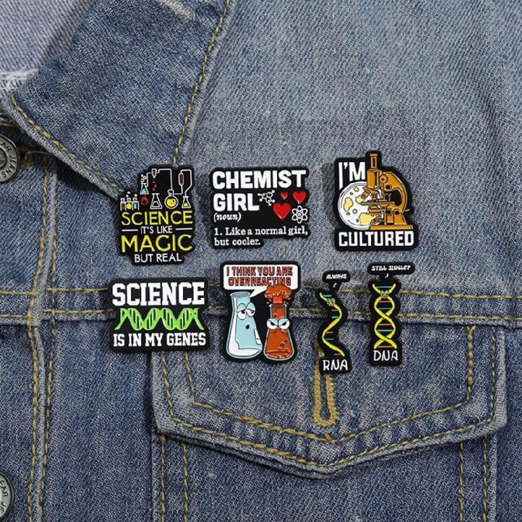 7 Pcs/Set Enamel Pins Chemicals Structure Enamel Lapel Pin Creative Brooch Pins Funny Jewelry Gift for Friend