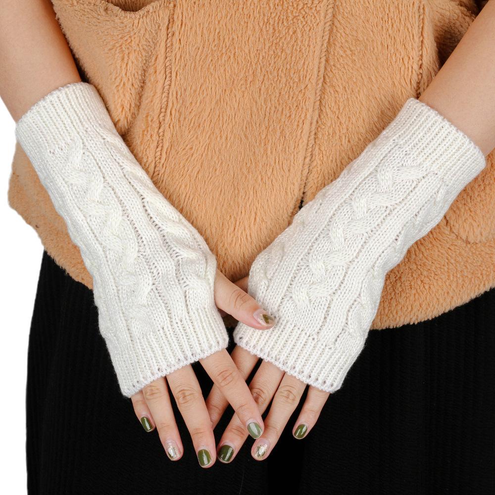 New Winter Warm Gloves Knitted Half Finger Short Gloves Wristband Finger Cuff Fashion White Warm Gloves