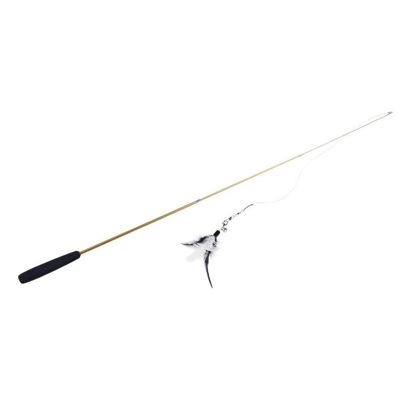 Pet Cat Toy Super Long Three Section Telescopic Rod Cat Teaser Stick Feather Replacement Head Cat Teaser Supplies New
