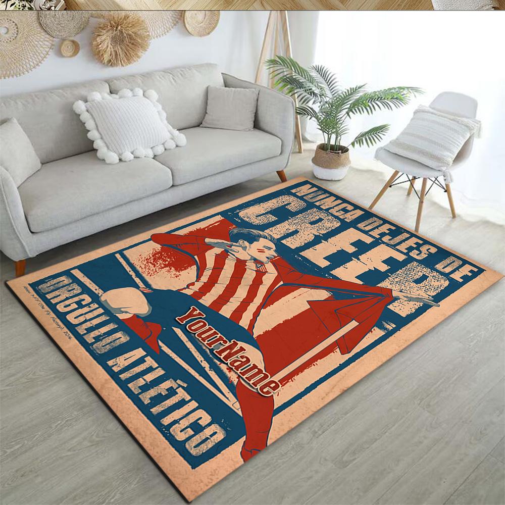 Atletico Madrid Customizable Name Floor Rug Office Rug Perfect for Outdoor Entryway Dormitory Decorate room Antislip Carpet Decorate Offices