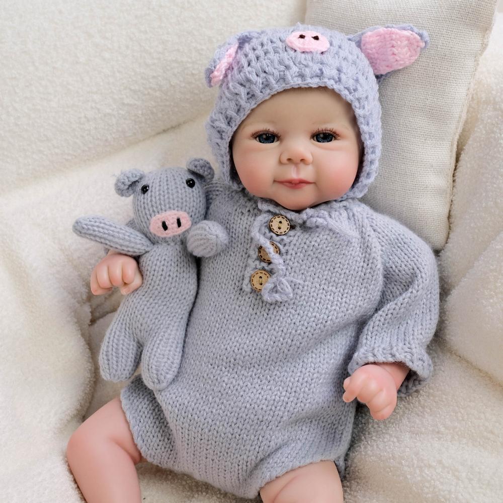 Cute 18 Inch Simulation Rebirth Doll Julietta Soft Cloth Body Newborn Babies Doll Real Like Open Eyes Pursed Lips Reborn Dolls for Kids 3+ Ages Gift