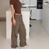 Akiyo Studio Summer New Drawstring Large Pocket Loose Casual Straight Overalls Trousers