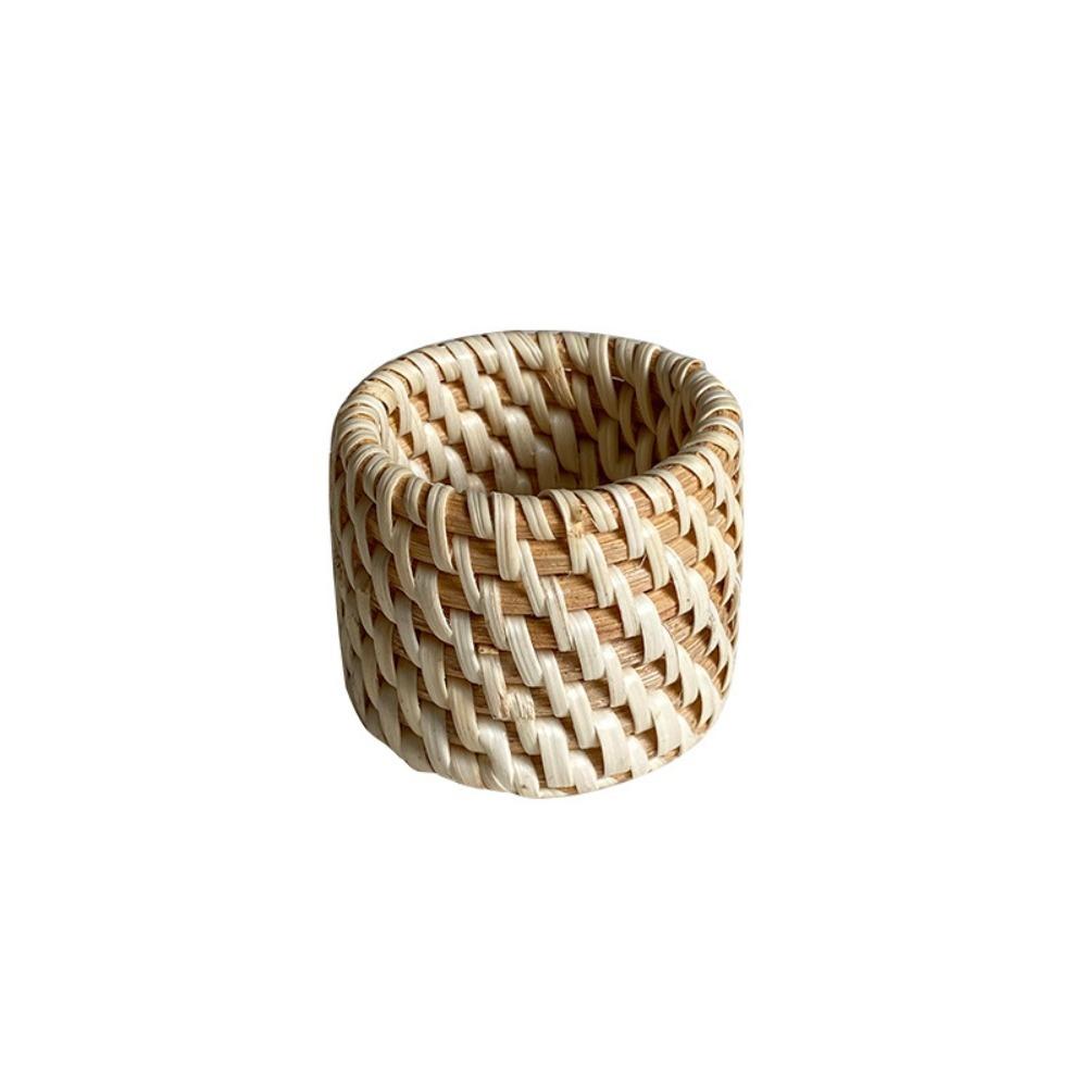 

Handmade Woven Napkin Ring Solid Color Wooden Rattan Paper Towel Ring Rustic Natural Napkin Buckle Home Party Table Decoration білий