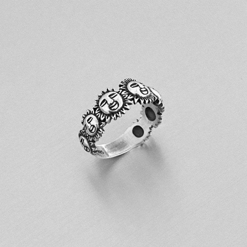 

1 шт. Модное простое украшение в виде подсолнуха Модное цветочное ретро кольцо 10 серебряный