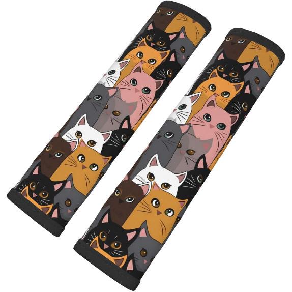 Black White Checkered Print Seatbelt Pads Fits Cars Trucks SUV Sedans Air Permeability Car Seatbelt Strap Cover, Racing Pattern Auto Interior
