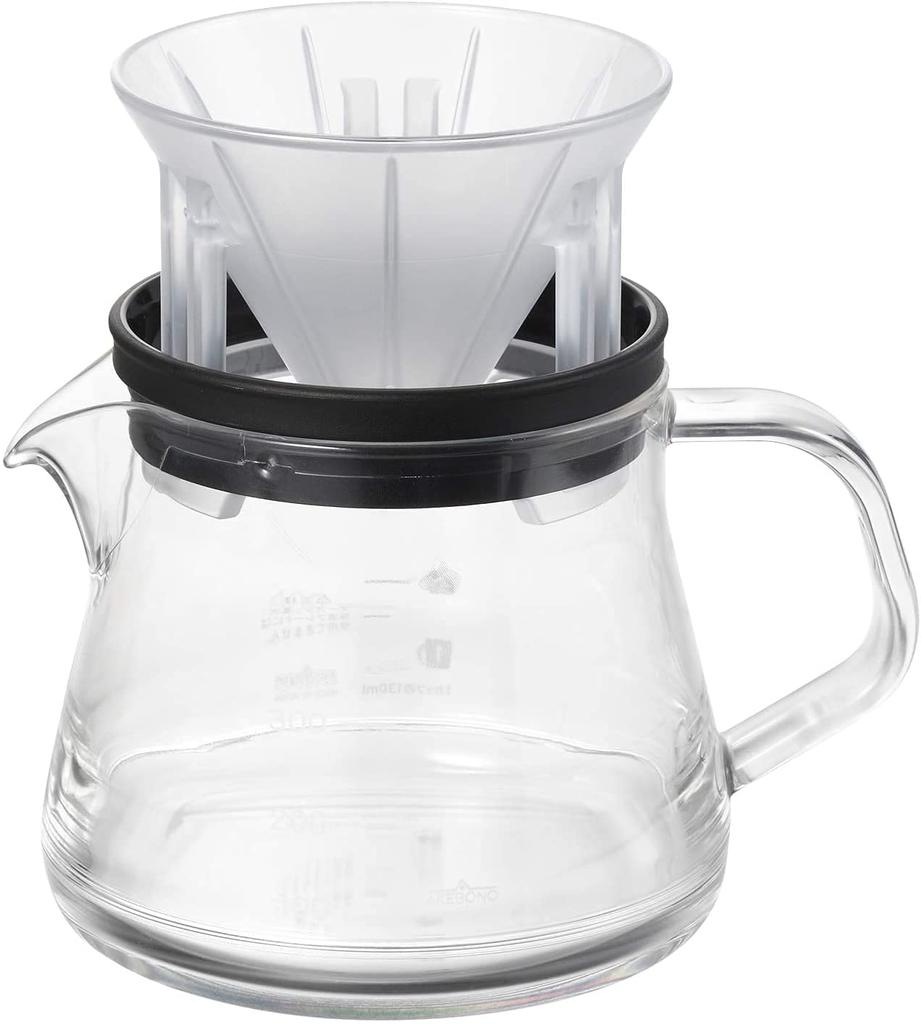 Akebono Sangyo Coffee Server Storon 400 Compact Dripper Set Black 3 Cups Made In Japan Made of Light and Unbreakable Tritan Resin Transparent Like